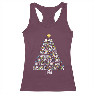 Christian Christmas Racerback Tank Top Jesus Wonderful Counselor Mighty God Xmas Tree TS11 Maroon Print Your Wear