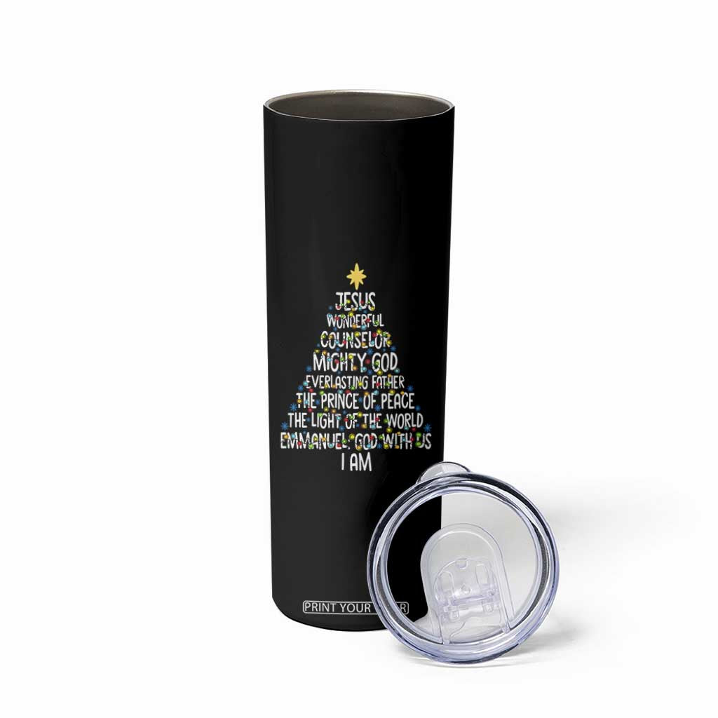 Christian Christmas Skinny Tumbler Jesus Wonderful Counselor Mighty God Xmas Tree TS11 Print Your Wear