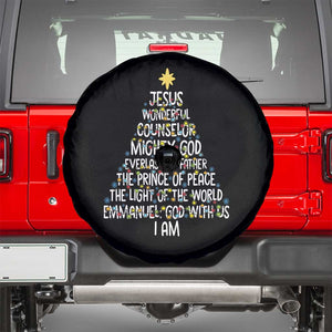 Christian Christmas Spare Tire Cover Jesus Wonderful Counselor Mighty God Xmas Tree TS11 Black Print Your Wear