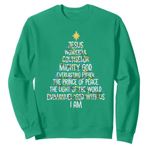 Christian Christmas Sweatshirt Jesus Wonderful Counselor Mighty God Xmas Tree TS11 Irish Green Print Your Wear