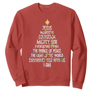 Christian Christmas Sweatshirt Jesus Wonderful Counselor Mighty God Xmas Tree TS11 Red Print Your Wear
