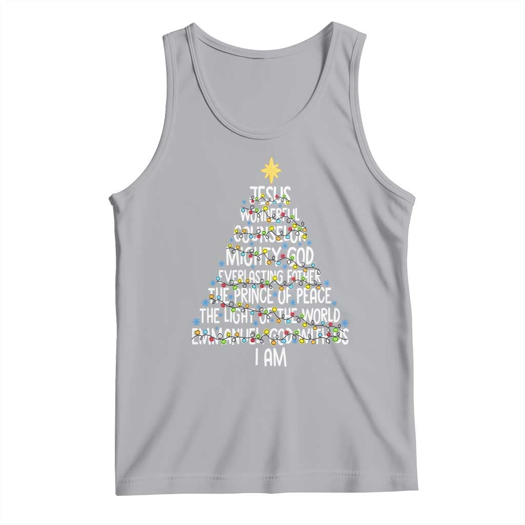 Christian Christmas Tank Top Jesus Wonderful Counselor Mighty God Xmas Tree TS11 Athletic Heather Print Your Wear