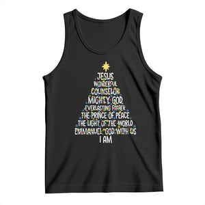 Christian Christmas Tank Top Jesus Wonderful Counselor Mighty God Xmas Tree TS11 Black Print Your Wear