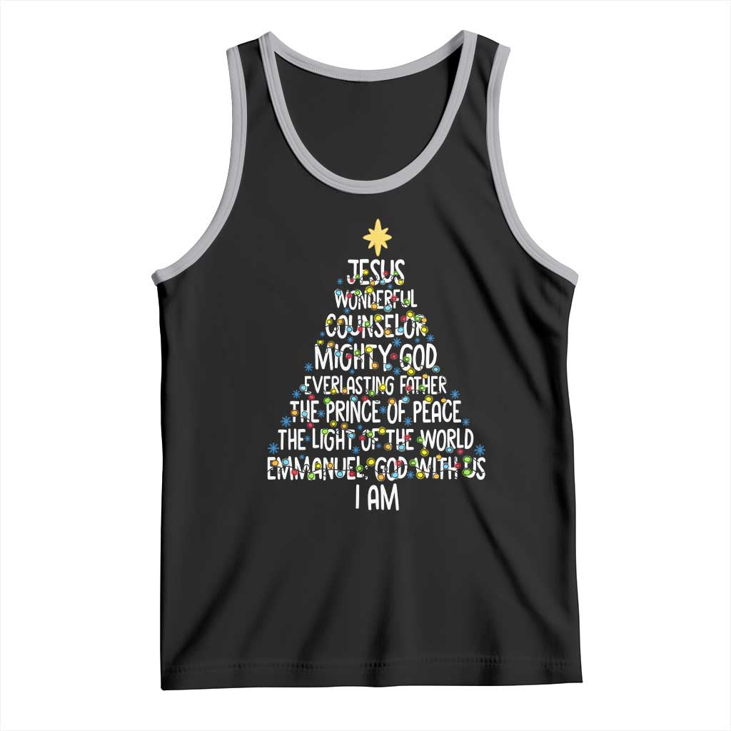Christian Christmas Tank Top Jesus Wonderful Counselor Mighty God Xmas Tree TS11 Black Athletic Heather Print Your Wear