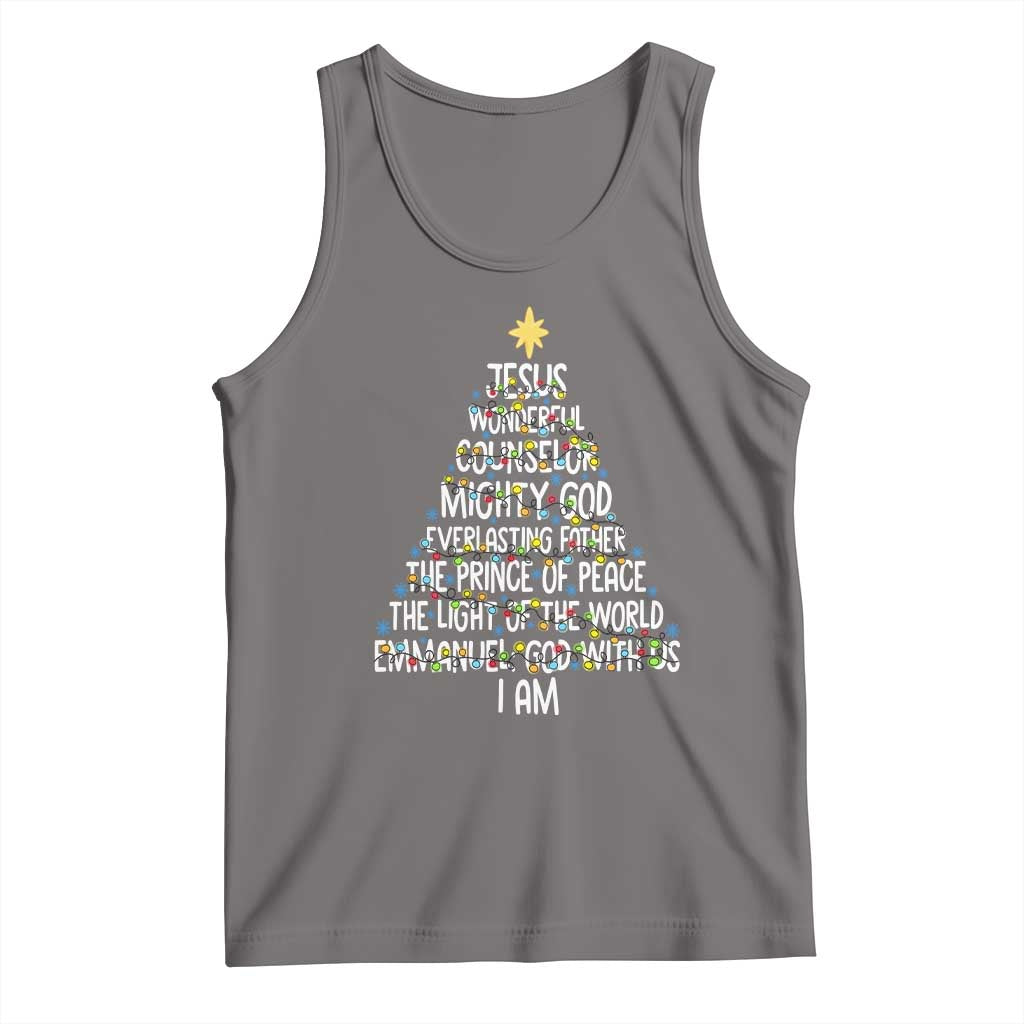 Christian Christmas Tank Top Jesus Wonderful Counselor Mighty God Xmas Tree TS11 Deep Heather Print Your Wear