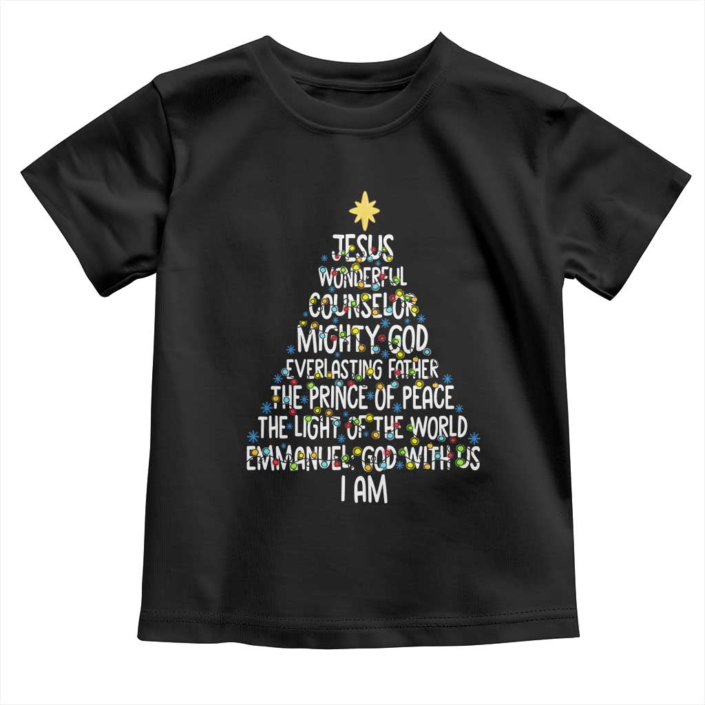 Christian Christmas Toddler T Shirt Jesus Wonderful Counselor Mighty God Xmas Tree TS11 Black Print Your Wear