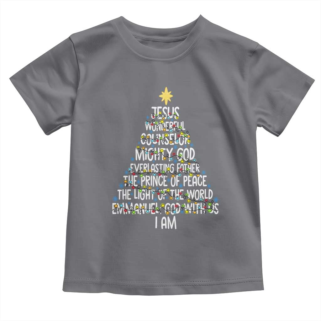 Christian Christmas Toddler T Shirt Jesus Wonderful Counselor Mighty God Xmas Tree TS11 Charcoal Print Your Wear