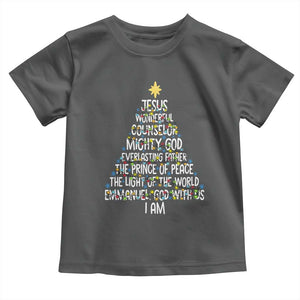 Christian Christmas Toddler T Shirt Jesus Wonderful Counselor Mighty God Xmas Tree TS11 Dark Heather Print Your Wear