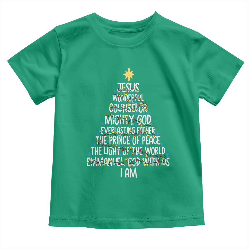 Christian Christmas Toddler T Shirt Jesus Wonderful Counselor Mighty God Xmas Tree TS11 Irish Green Print Your Wear