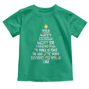 Christian Christmas Toddler T Shirt Jesus Wonderful Counselor Mighty God Xmas Tree TS11 Irish Green Print Your Wear