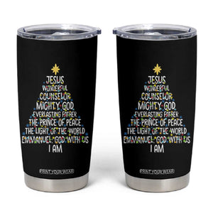 Christian Christmas Tumbler Cup Jesus Wonderful Counselor Mighty God Xmas Tree TS11 Black Print Your Wear