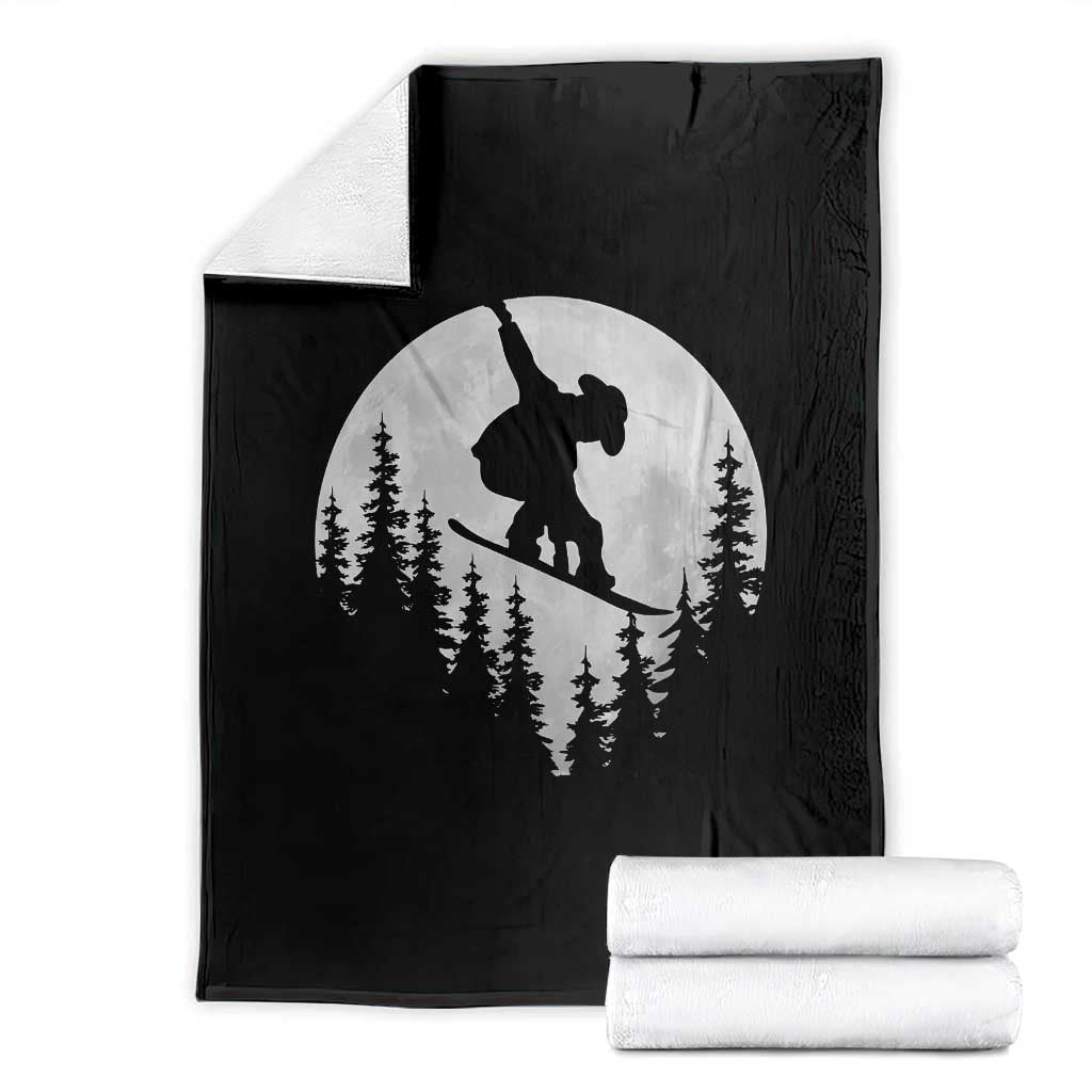 Funny Snowboard Cowboy Moon Snowboarding Winter Sports Throw Blanket TS11 Black Print Your Wear