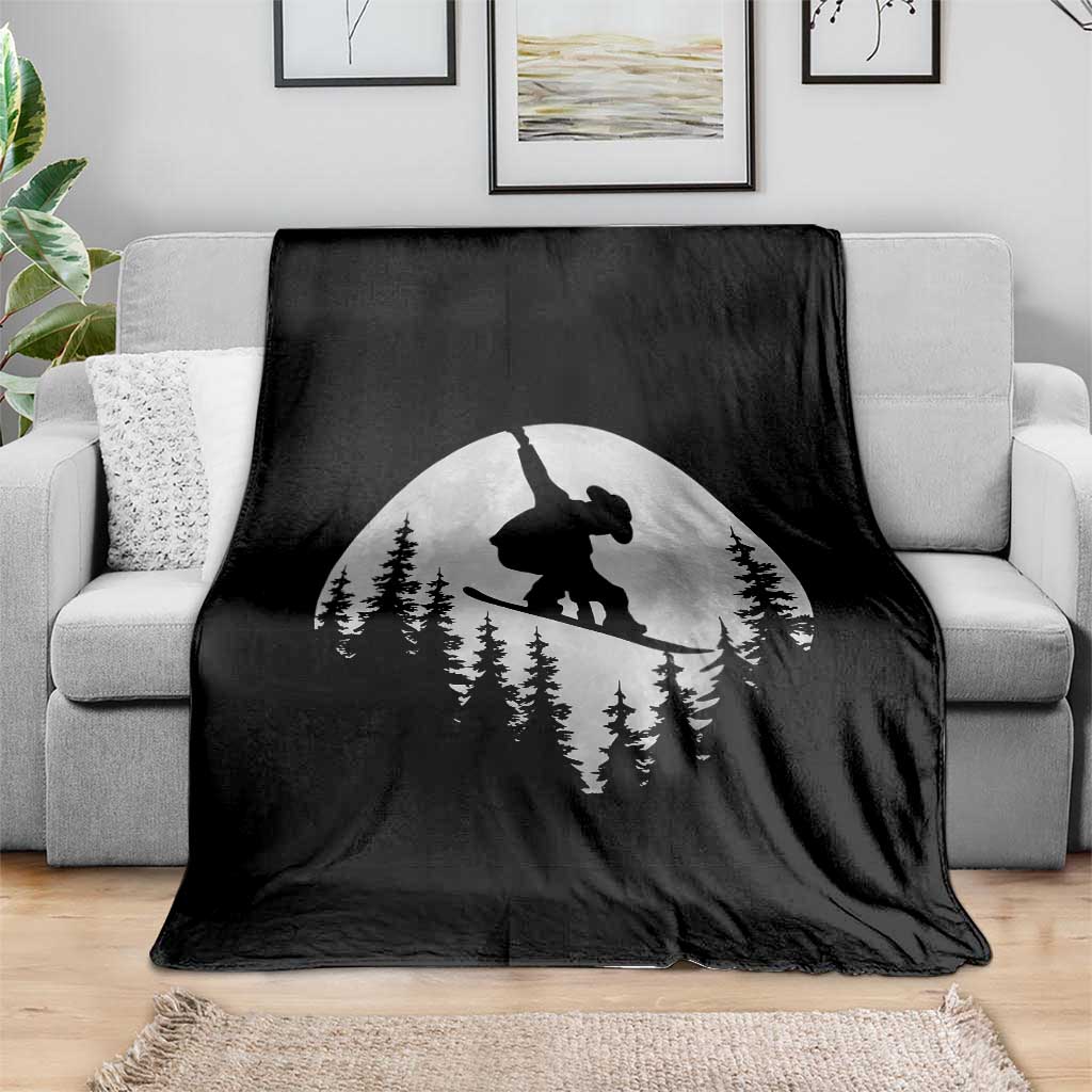 Funny Snowboard Cowboy Moon Snowboarding Winter Sports Throw Blanket TS11 Print Your Wear