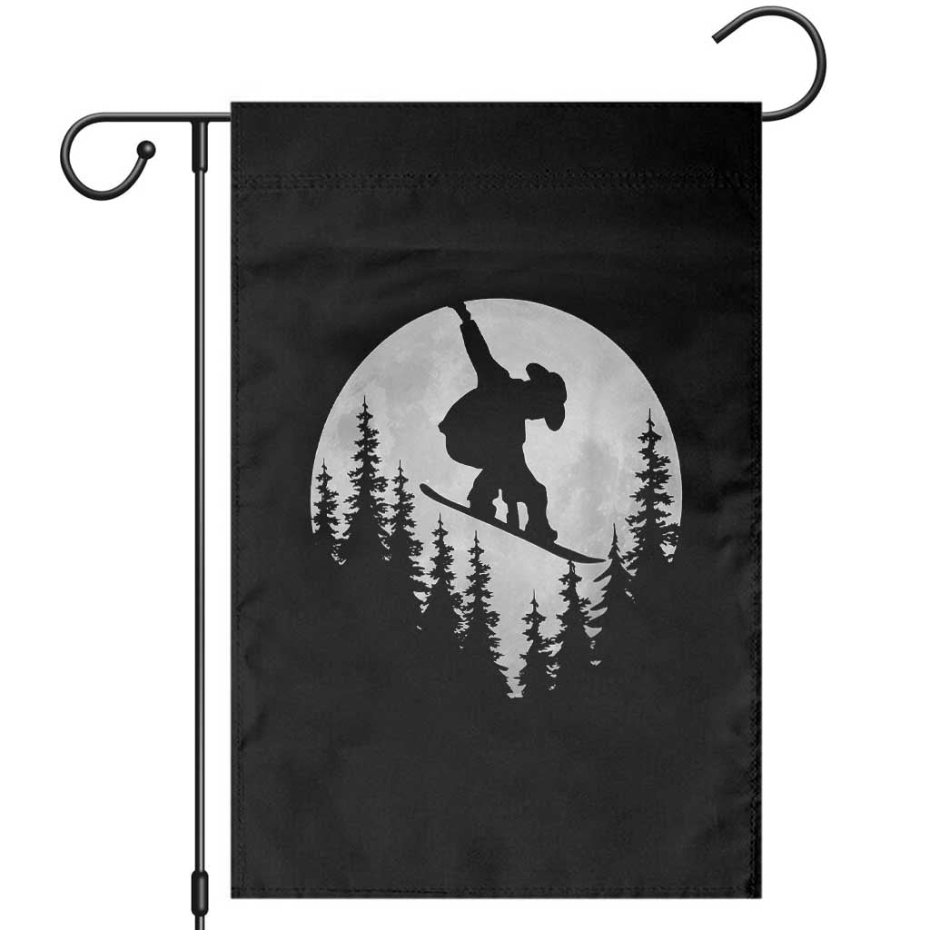 Funny Snowboard Cowboy Moon Snowboarding Winter Sports Garden Flag TS11 Black Print Your Wear