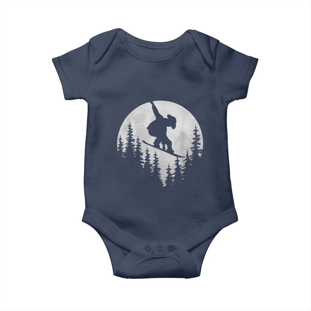 Funny Snowboard Cowboy Moon Snowboarding Winter Sports Baby Onesie TS11 Navy Print Your Wear