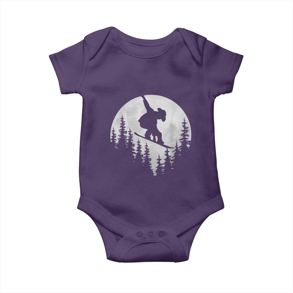 Funny Snowboard Cowboy Moon Snowboarding Winter Sports Baby Onesie TS11 Purple Print Your Wear