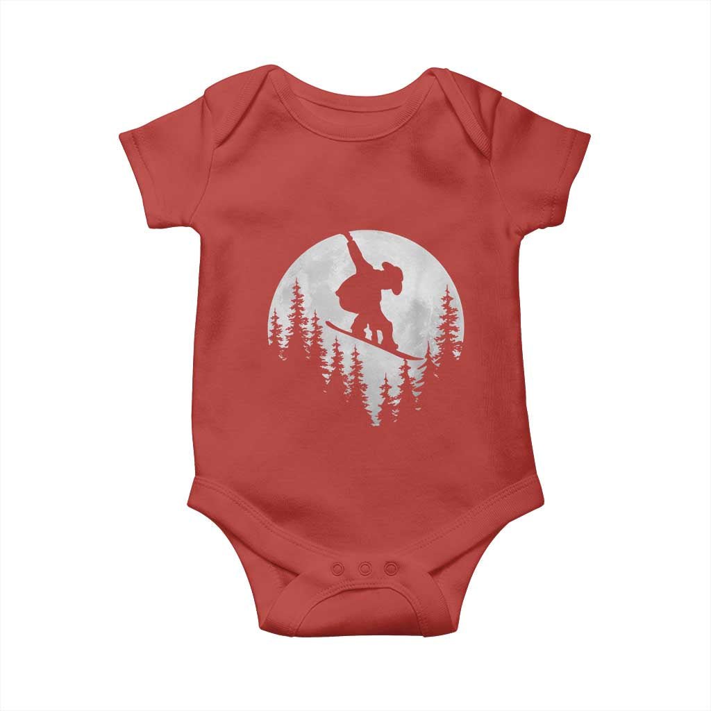 Funny Snowboard Cowboy Moon Snowboarding Winter Sports Baby Onesie TS11 Red Print Your Wear