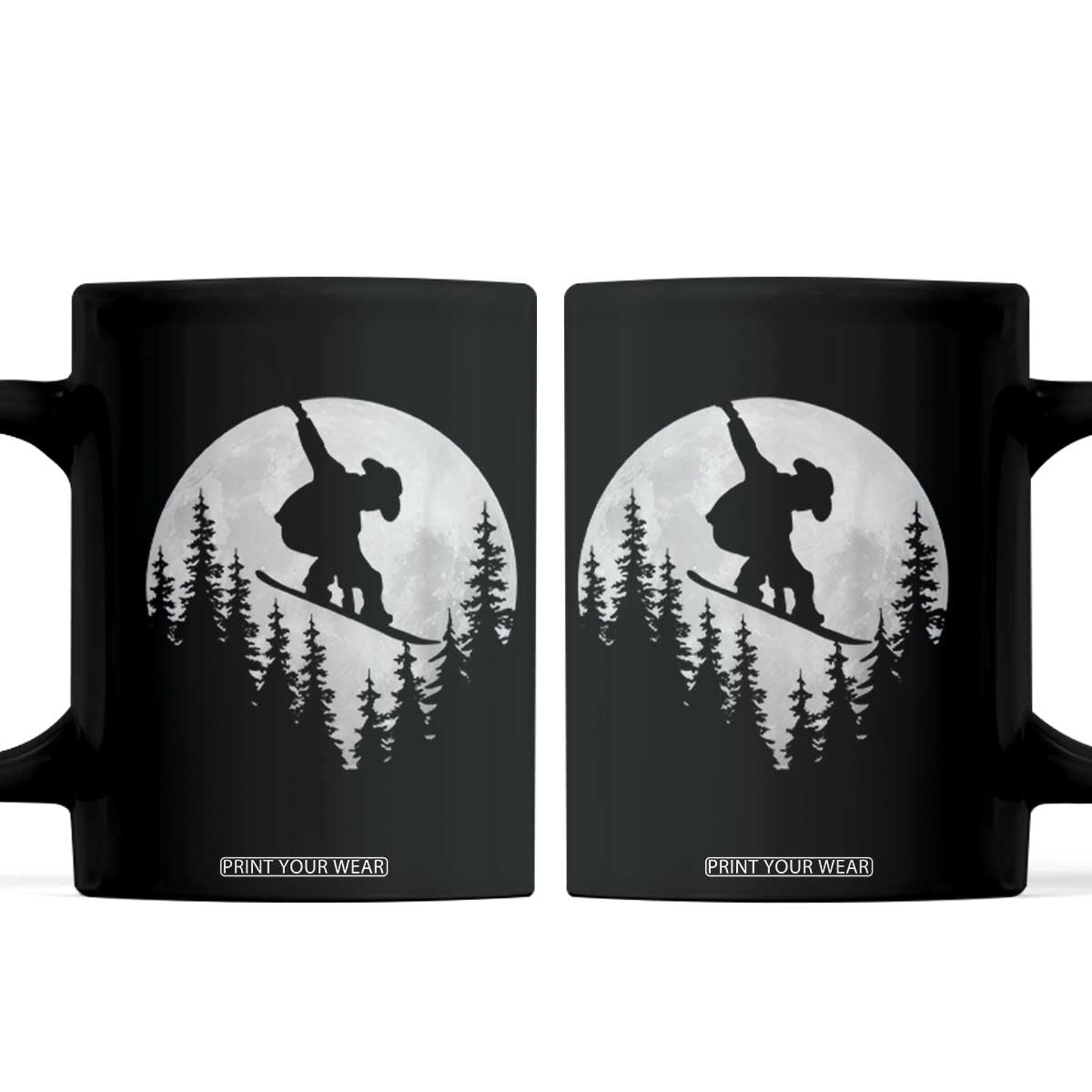 Funny Snowboard Cowboy Moon Snowboarding Winter Sports Coffee Mug TS11 Black Print Your Wear