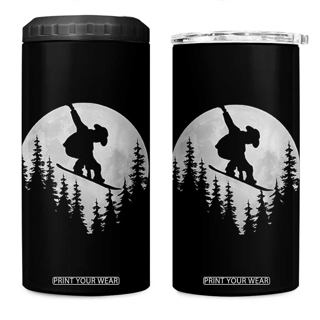 Funny Snowboard Cowboy Moon Snowboarding Winter Sports 4 in 1 Can Cooler Tumbler TS11 One Size: 16 oz Black Print Your Wear