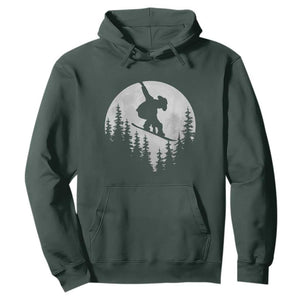 Funny Snowboard Cowboy Moon Snowboarding Winter Sports Hoodie TS11 Dark Forest Green Print Your Wear