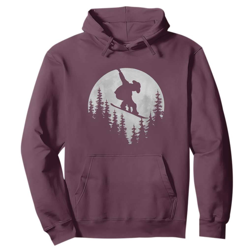 Funny Snowboard Cowboy Moon Snowboarding Winter Sports Hoodie TS11 Maroon Print Your Wear