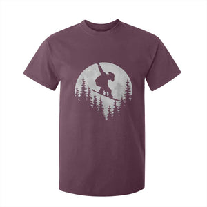 Funny Snowboard Cowboy Moon Snowboarding Winter Sports T Shirt For Kid TS11 Maroon Print Your Wear