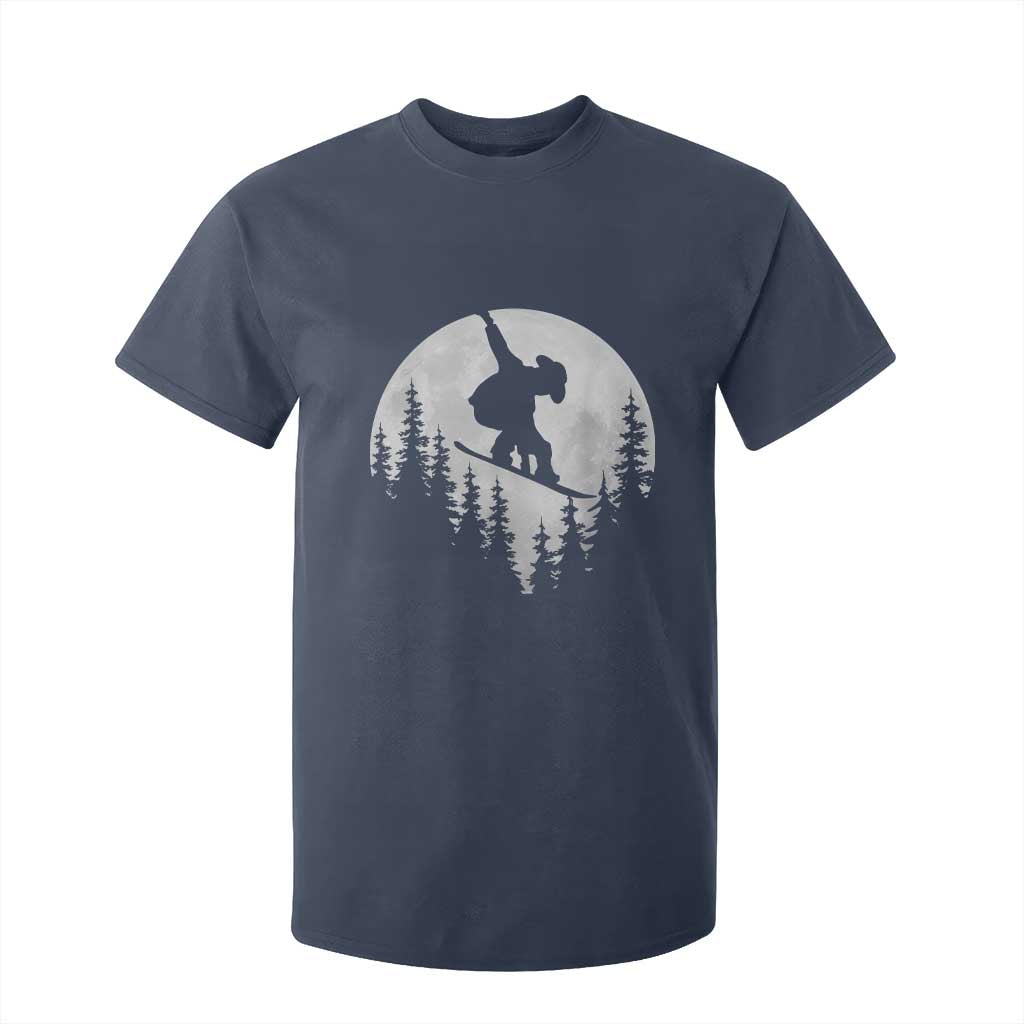 Funny Snowboard Cowboy Moon Snowboarding Winter Sports T Shirt For Kid TS11 Navy Print Your Wear