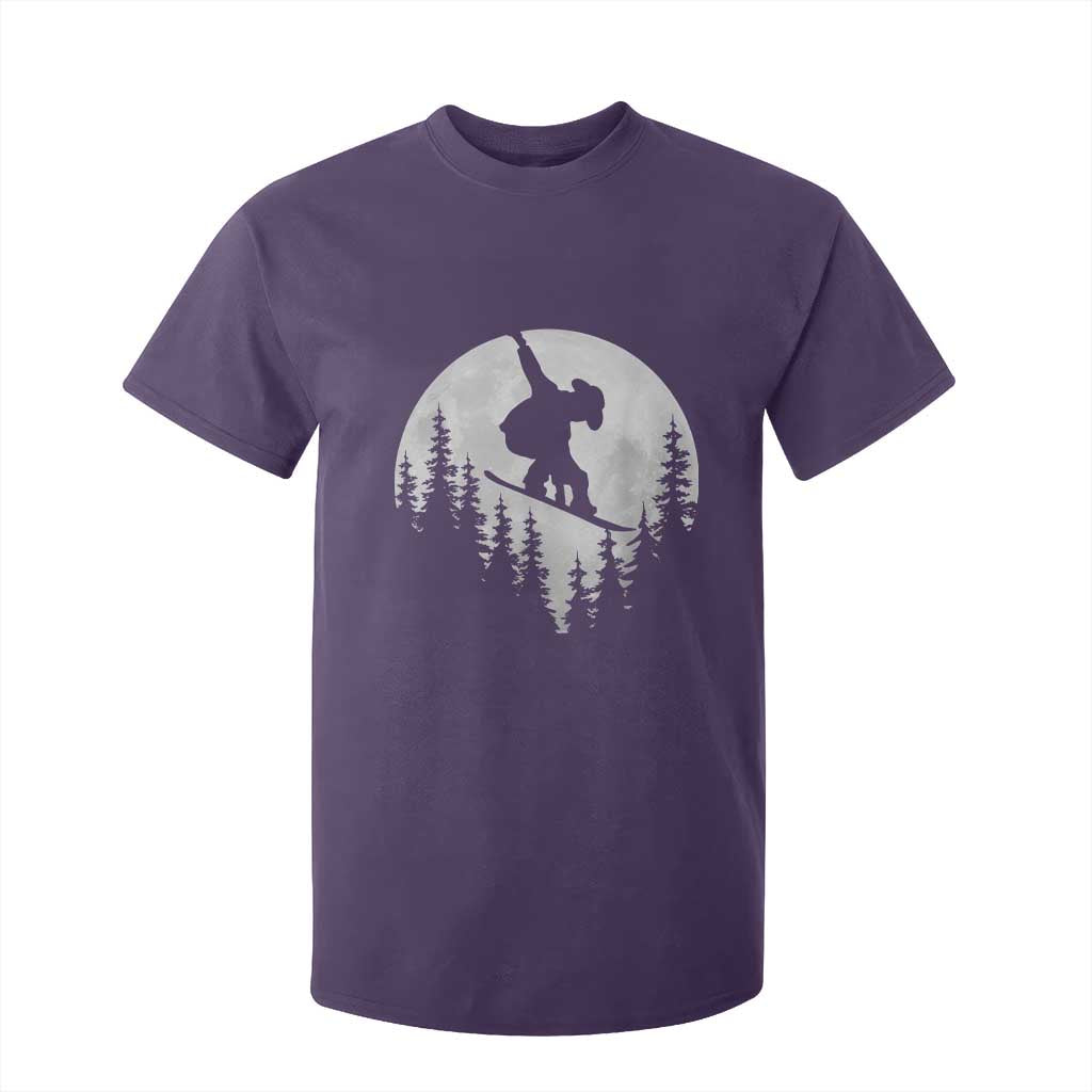 Funny Snowboard Cowboy Moon Snowboarding Winter Sports T Shirt For Kid TS11 Purple Print Your Wear