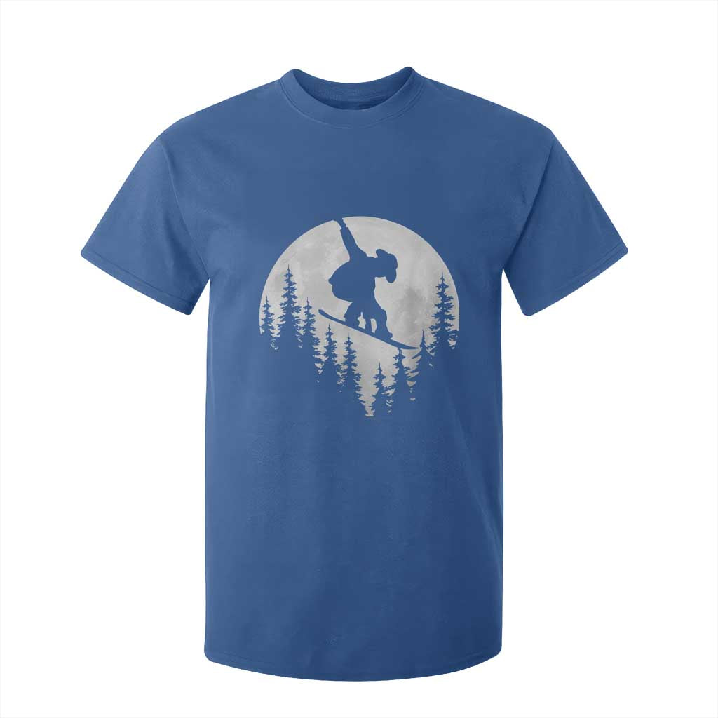 Funny Snowboard Cowboy Moon Snowboarding Winter Sports T Shirt For Kid TS11 Royal Blue Print Your Wear