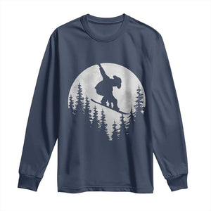 Funny Snowboard Cowboy Moon Snowboarding Winter Sports Long Sleeve Shirt TS11 Navy Print Your Wear