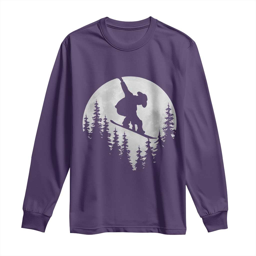Funny Snowboard Cowboy Moon Snowboarding Winter Sports Long Sleeve Shirt TS11 Purple Print Your Wear