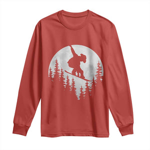 Funny Snowboard Cowboy Moon Snowboarding Winter Sports Long Sleeve Shirt TS11 Red Print Your Wear