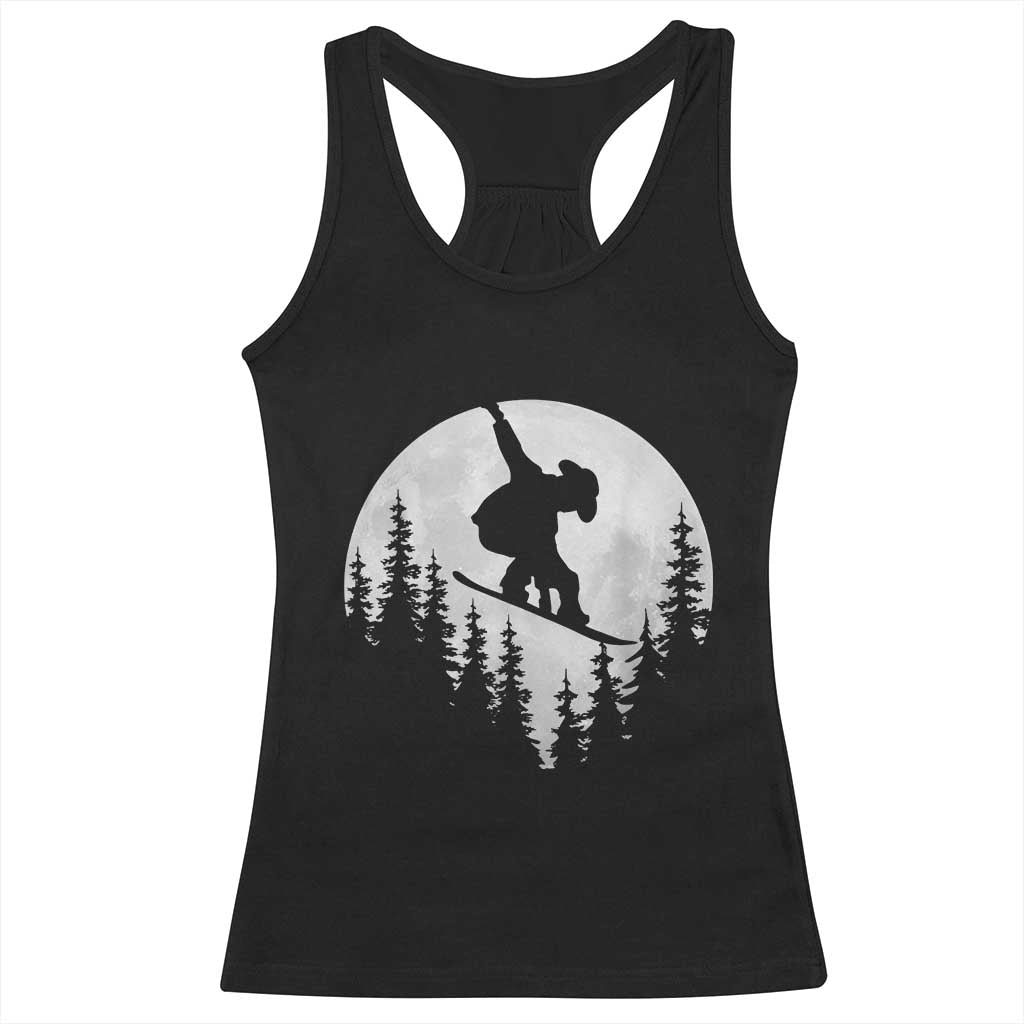 Funny Snowboard Cowboy Moon Snowboarding Winter Sports Racerback Tank Top TS11 Black Print Your Wear