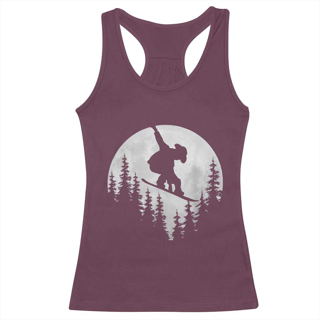 Funny Snowboard Cowboy Moon Snowboarding Winter Sports Racerback Tank Top TS11 Maroon Print Your Wear