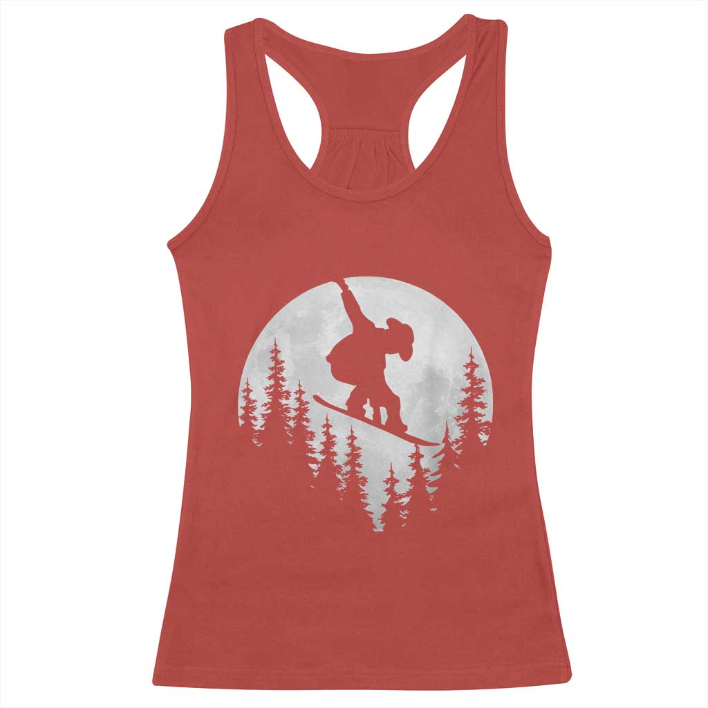 Funny Snowboard Cowboy Moon Snowboarding Winter Sports Racerback Tank Top TS11 Red Print Your Wear