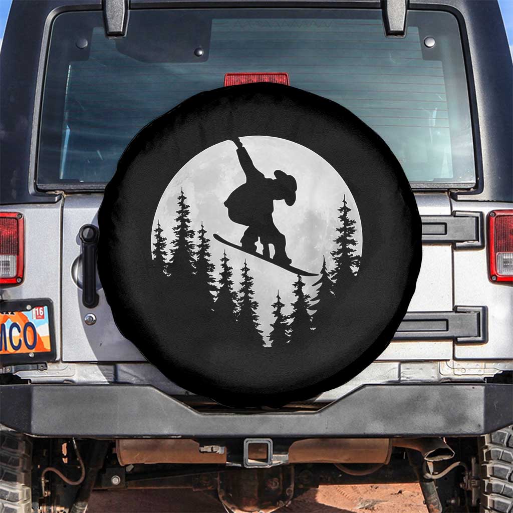 Funny Snowboard Cowboy Moon Snowboarding Winter Sports Spare Tire Cover TS11 No hole Black Print Your Wear