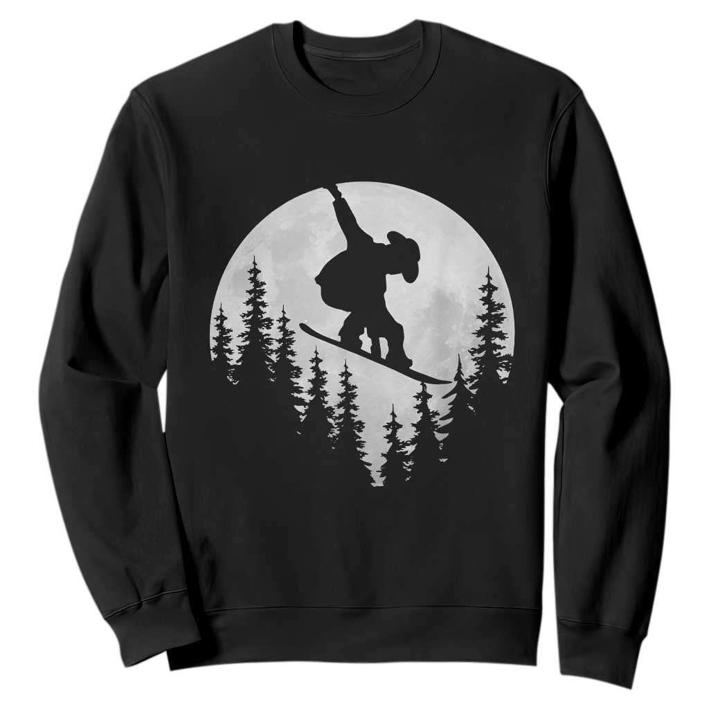 Funny Snowboard Cowboy Moon Snowboarding Winter Sports Sweatshirt TS11 Black Print Your Wear