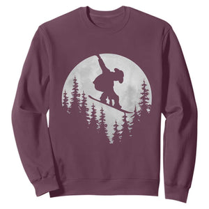 Funny Snowboard Cowboy Moon Snowboarding Winter Sports Sweatshirt TS11 Maroon Print Your Wear
