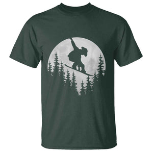 Funny Snowboard Cowboy Moon Snowboarding Winter Sports T Shirt TS11 Dark Forest Green Print Your Wear
