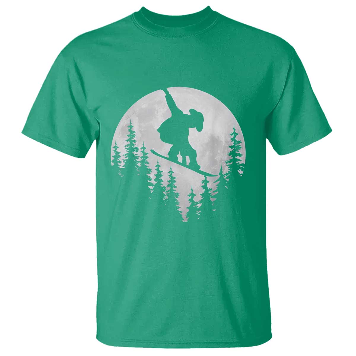 Funny Snowboard Cowboy Moon Snowboarding Winter Sports T Shirt TS11 Irish Green Print Your Wear