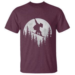 Funny Snowboard Cowboy Moon Snowboarding Winter Sports T Shirt TS11 Maroon Print Your Wear