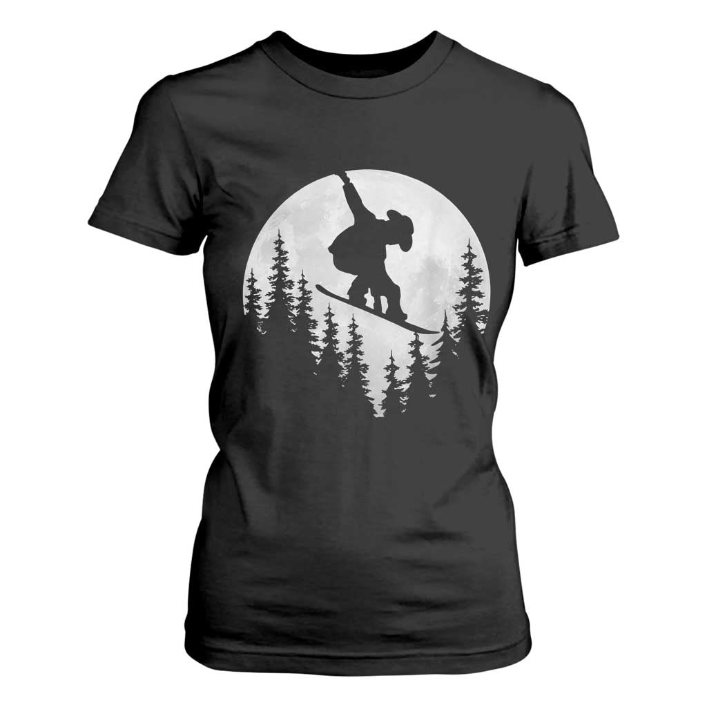 Funny Snowboard Cowboy Moon Snowboarding Winter Sports T Shirt For Women TS11 Black Print Your Wear