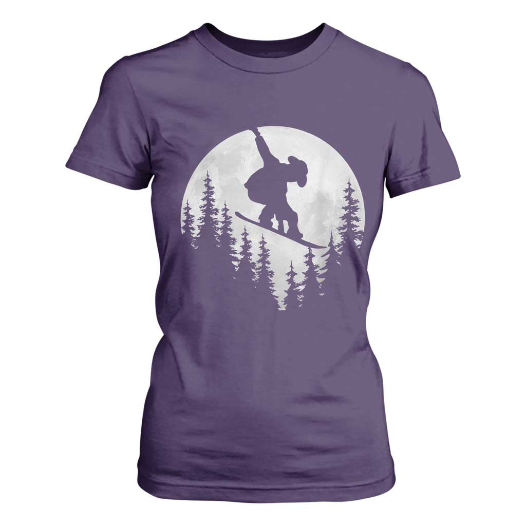 Funny Snowboard Cowboy Moon Snowboarding Winter Sports T Shirt For Women TS11 Purple Print Your Wear
