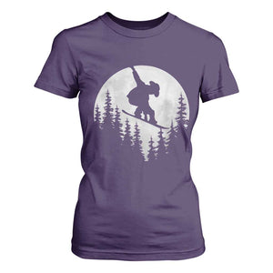Funny Snowboard Cowboy Moon Snowboarding Winter Sports T Shirt For Women TS11 Purple Print Your Wear