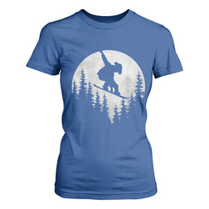 Funny Snowboard Cowboy Moon Snowboarding Winter Sports T Shirt For Women TS11 Royal Blue Print Your Wear