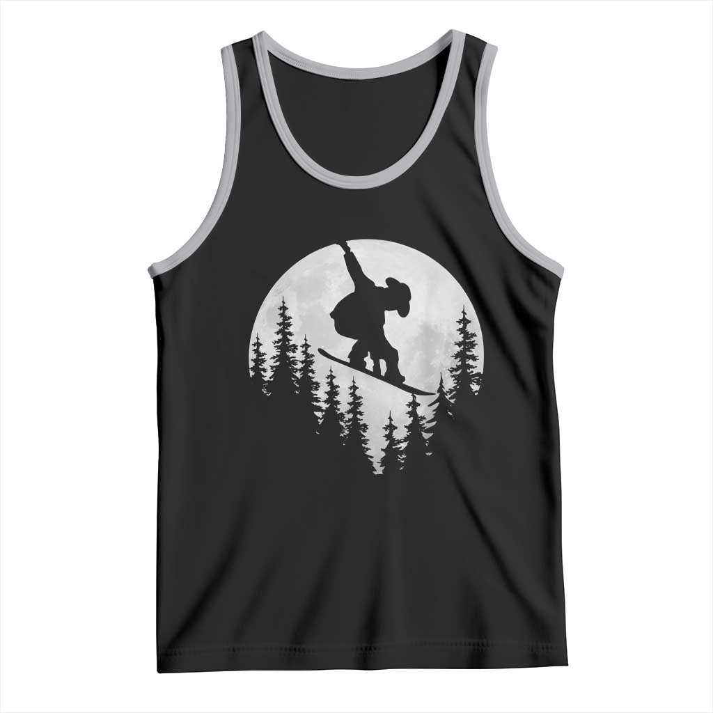 Funny Snowboard Cowboy Moon Snowboarding Winter Sports Tank Top TS11 Black Athletic Heather Print Your Wear