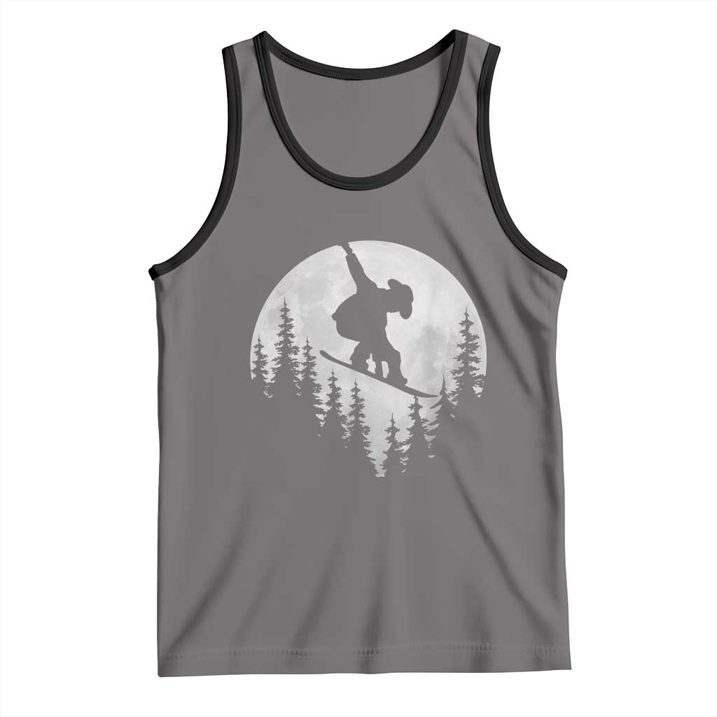 Funny Snowboard Cowboy Moon Snowboarding Winter Sports Tank Top TS11 Deep Heather Black Print Your Wear