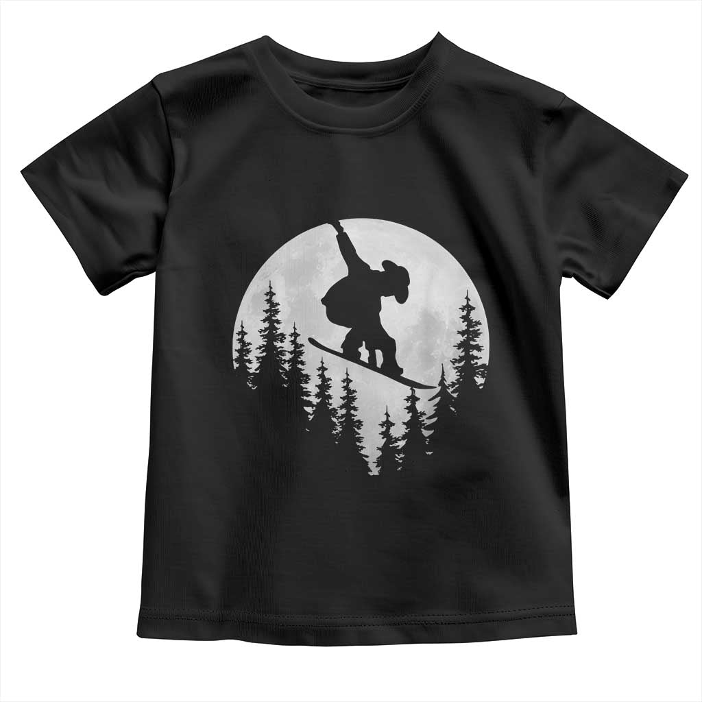 Funny Snowboard Cowboy Moon Snowboarding Winter Sports Toddler T Shirt TS11 Black Print Your Wear