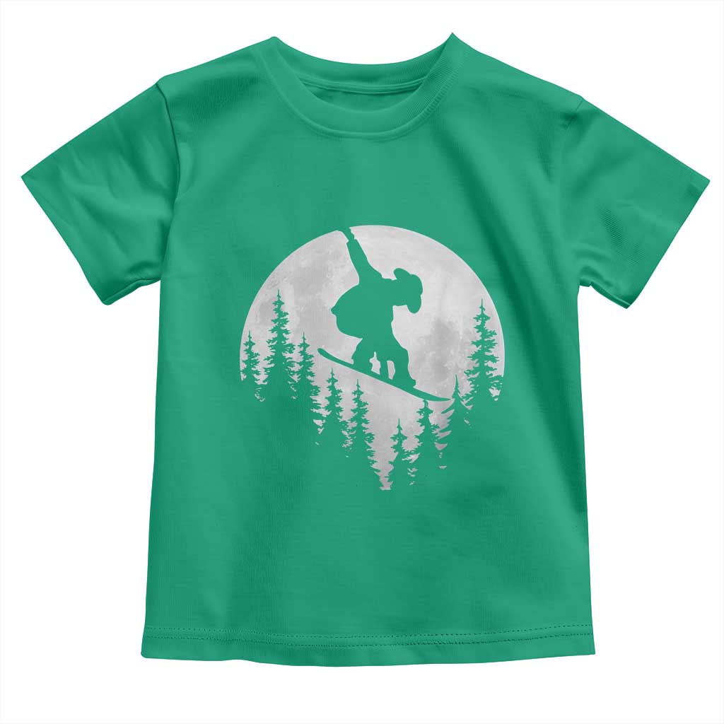 Funny Snowboard Cowboy Moon Snowboarding Winter Sports Toddler T Shirt TS11 Irish Green Print Your Wear
