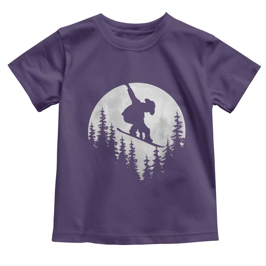 Funny Snowboard Cowboy Moon Snowboarding Winter Sports Toddler T Shirt TS11 Purple Print Your Wear
